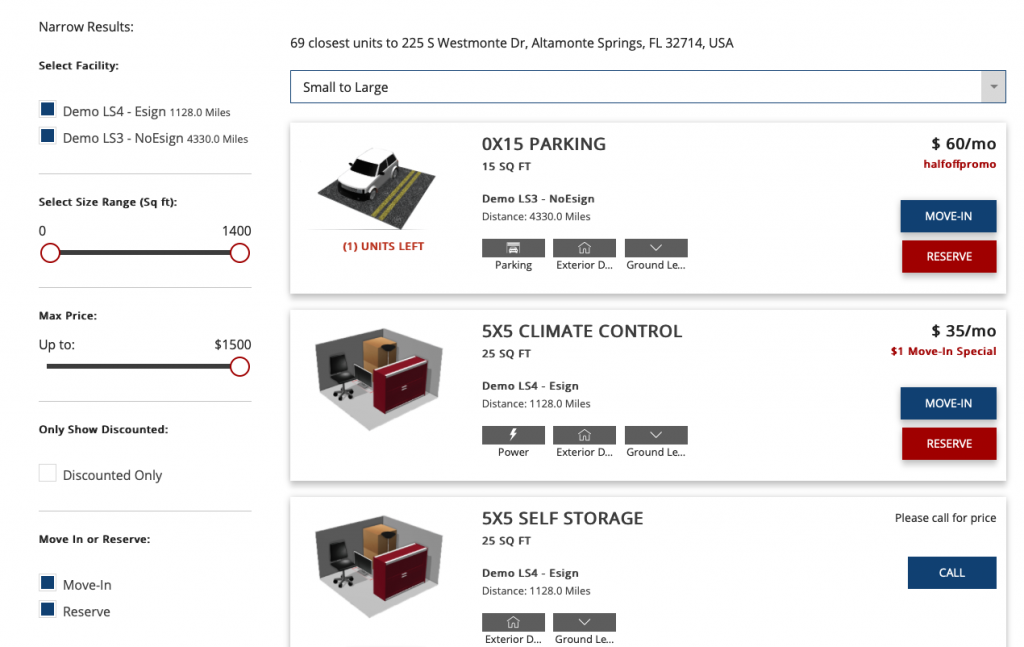ClickandStor Rental Tool Demo